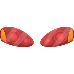 Pair of Red and Orange Car Headlight Icons on Transparent Background