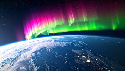 Stunning Aurora Borealis Graces Earth's Atmosphere, Illuminating the Planet with Vibrant Colors