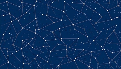 Abstract network of connected points and lines, representing data and technology concepts on a dark blue background