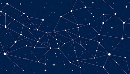 Abstract cosmic network of stars and connecting lines representing technology and science, deep space background