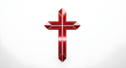 Obraz premium cross with red ribbon