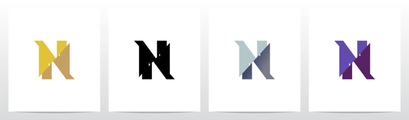 Obraz premium Slash Cut Slice Divides Letter Initial Logo Design N