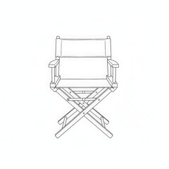 Fototapeta premium Classic director s chair sketch with a clean white background symbolizing filmmaking and creativity