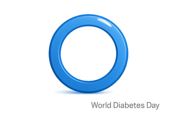 Blue circle symbol for world diabetes day awareness, medical health campaign logo representing global fight against diabetes