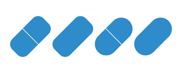 Set of medicine capsule and pill, vector illustration.