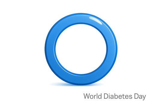 Blue circle symbol for world diabetes day awareness, medical health campaign logo representing global fight against diabetes