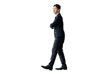 スーツ姿の男性ビジネスマン（全身・背景透過PNG）