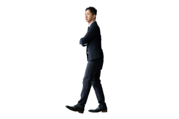 スーツ姿の男性ビジネスマン（全身・背景透過PNG）