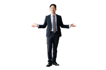 スーツ姿の男性ビジネスマン（全身・背景透過PNG）