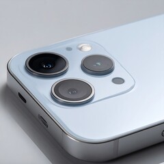 Fototapeta premium Light-blue phone camera module close-up