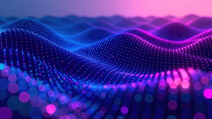 Vibrant Digital Particle Wave Abstract Background Illustration.