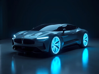 Fototapeta premium fast car on black background