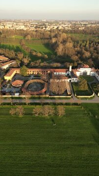 Horse riding center drone footage. Italy, Monza