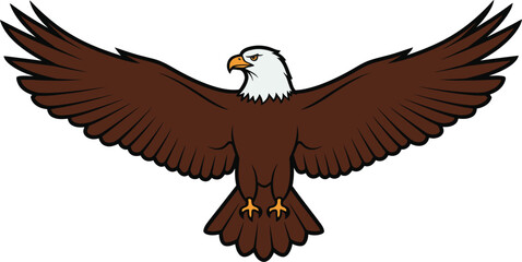  Bald Eagle with Outstretched Wings vector illustration