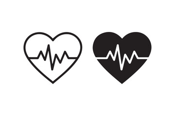 cardiac health heart ecg vector logo set minimal medical pulse monitor icon pack