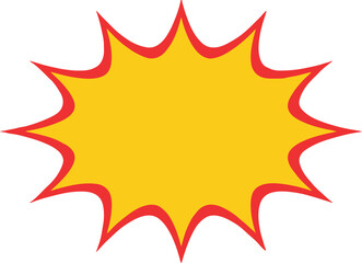comic style yellow explosion with red jagged border pop art burst vector for sale or promotion
