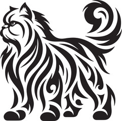 Black tribal vector illustration design of animal head tattoo art, featuring a horse, dog, and lion silhouette