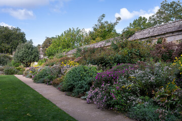 University of Oxford Botanic Garden in autumn, the herbaceous border, England