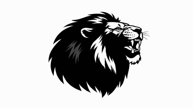 black and white lion head vector illustration