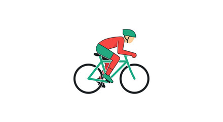 Cyclist in Red Jersey and Green Shorts Riding Bicycle.