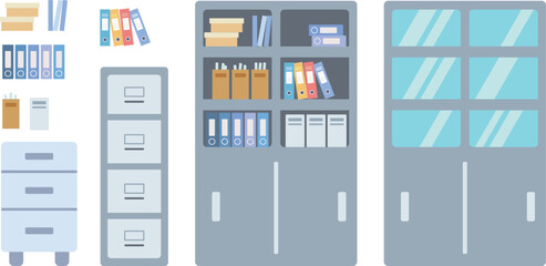 オフィスのキャビネットのイラストセット