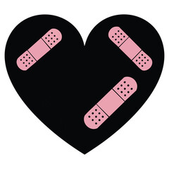  Bleeding black heart repaired with bandage alternative valentine art