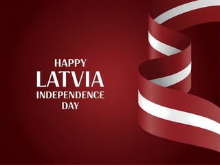 Celebrate latvia independence day with a waving flag and festive text on a deep red background