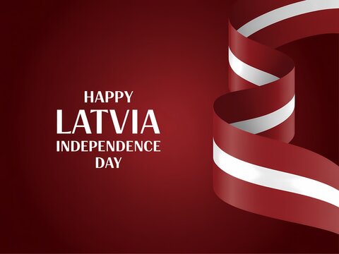Celebrate latvia independence day with a waving flag and festive text on a deep red background