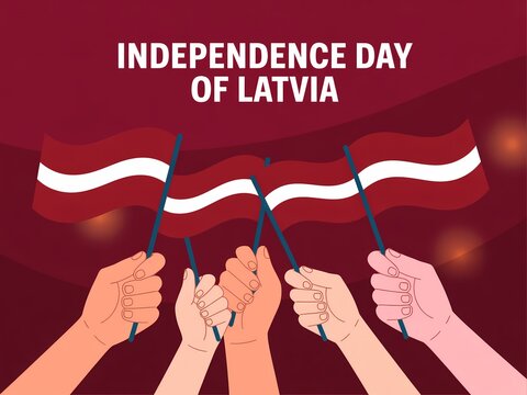 Hands holding latvian flags celebrating independence day with a festive and patriotic background - Powered by Adobe