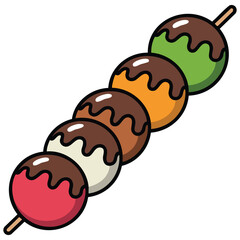  Sweet Japanese dango dessert with chocolate coating