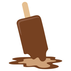  Single black melted ice pop on the floor vector graphic