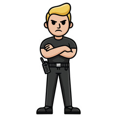  Security guard standing in a uniform ready for duty