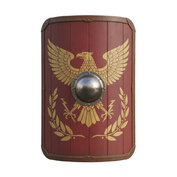 Ancient roman legionary shield scutum with eagle emblem