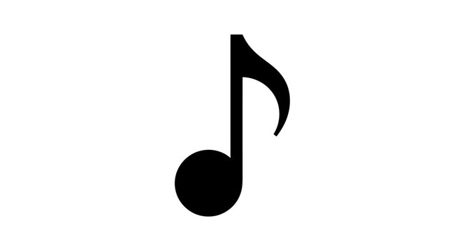 A Single Black Eighth Note Musical Symbol.