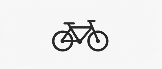 Simple bicycle line drawing minimalist black and white vector icon