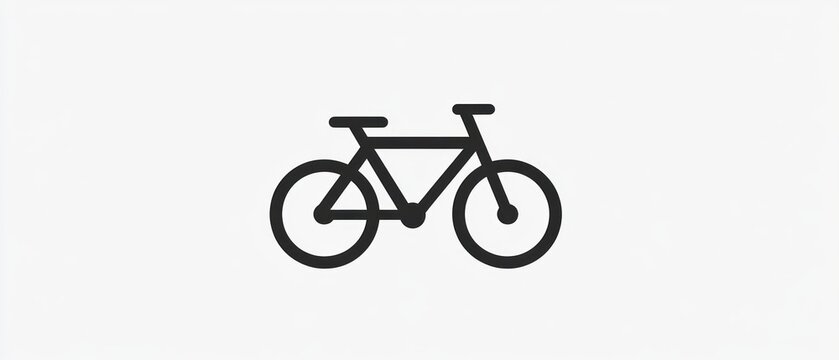 Simple bicycle line drawing minimalist black and white vector icon