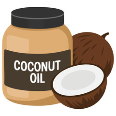  Coconuts with coconut oil isolated vector illustration