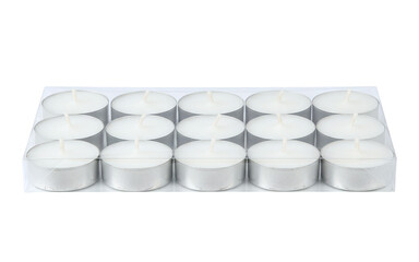 Pack of white unscented tealight candles for decoration