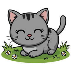  Cute vector cats collection kitten sitting on grass