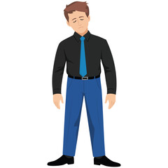 Obraz premium Sad tired disappointed businessman flat illustration
