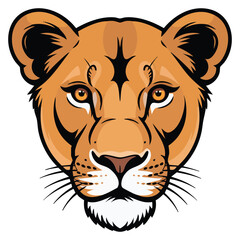  Wild lioness head mascot on a white background