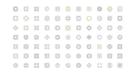 Vector illustration of vector art of collection of abstract geometric shapes and icons