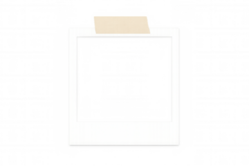 Instant print frame with adhesive tape, blank picture template for memory, nostalgia, or content display
