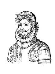 Luis Vaz de Camoens, 1524 - 1580, considered Portugal's and the Portuguese language's greatest poet, old vintage illustration, 1897