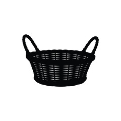Obraz premium Black woven basket with two handles isolated on white background