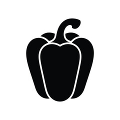 Black silhouette of a bell pepper on a white background
