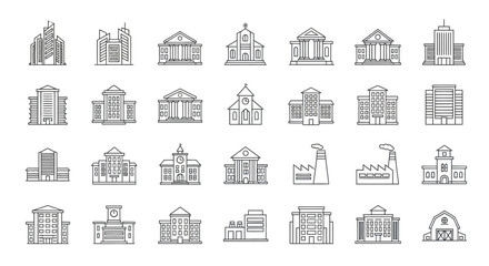 Fototapeta premium Vector illustration of vector art of collection of various building types and architectural styles