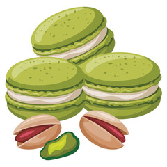 French macaron dessert with pistachio flavor nuts