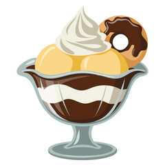 Chocolate ice cream sundae with cherry