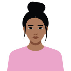 Brunette woman avatar profile picture isolated vector illustration on white background